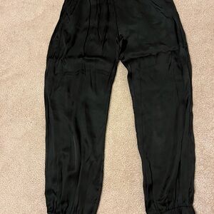 Black Satin Jogger Pants